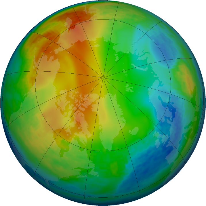 Arctic ozone map for 19 December 1993
